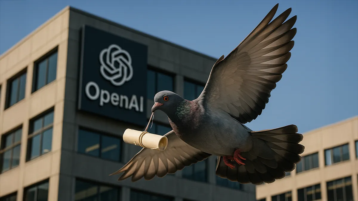 Eine Brieftaube bringt Nachricht von OpenAI